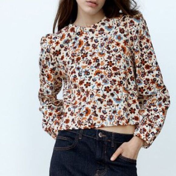 ZARA FLORAL PRINTED TOP - Picture 4 of 4